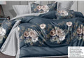 Dark Blue Vintage Floral Cotton Bedsheet Set – 6 Piece