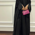 Black Loose Fit Abaya with Pearl Buttons