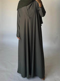 Olive Green Soft Crepe Abaya, With Matching Under Abaya Dress & Shaila