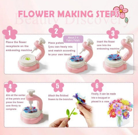 Kid's DIY Craft Kit with Fabric Flower Design and Bouquet Making Feature Educational Art Activity with Creative Learning for Preschool Fun