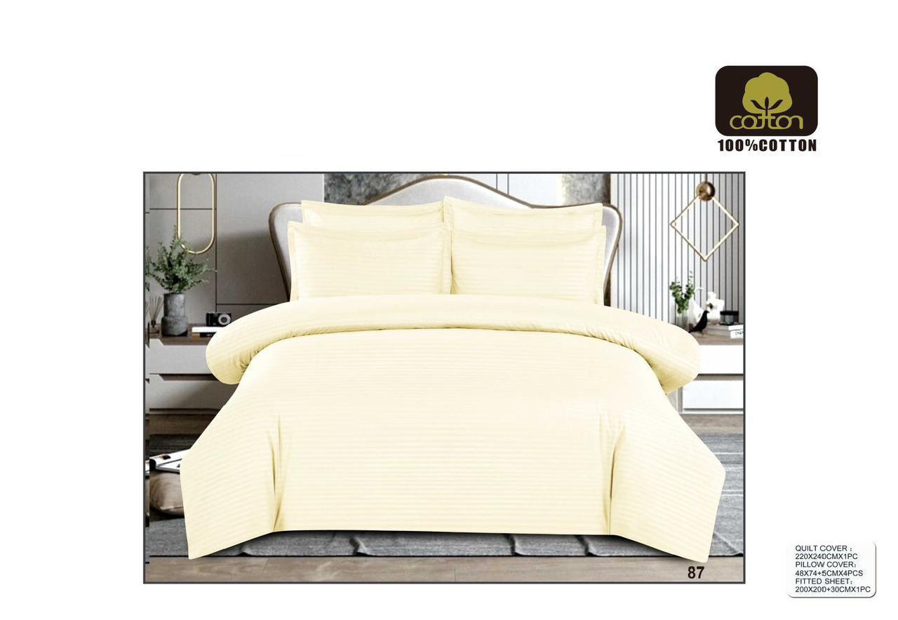King Size 6-Piece Quilt Cover Set – Soft & Elegant Bedding Set with Fitted Sheet and 4 Pillowcases (220×240 cm)،