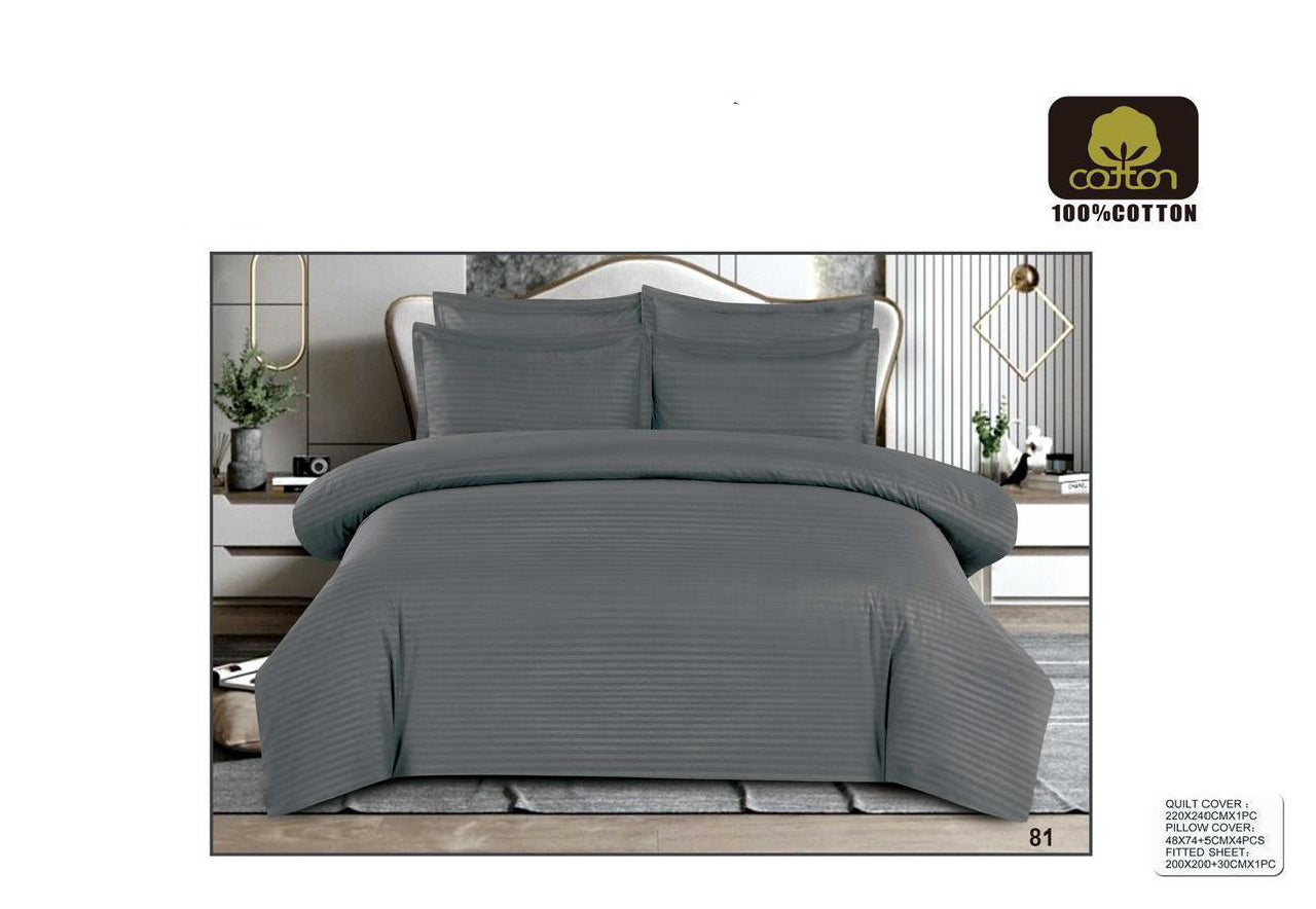 King Size 6-Piece Quilt Cover Set – Soft & Elegant Bedding Set with Fitted Sheet and 4 Pillowcases (220×240 cm)،