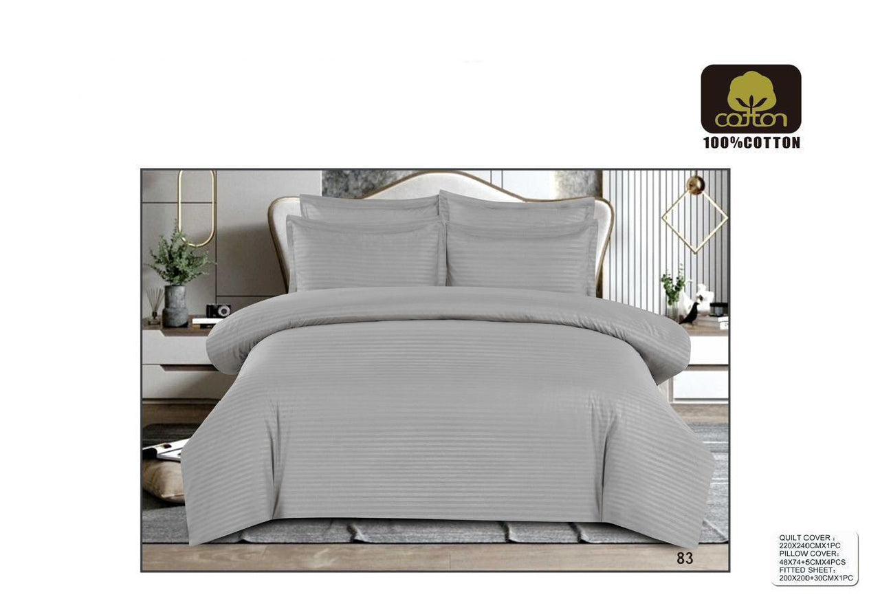 King Size 6-Piece Quilt Cover Set – Soft & Elegant Bedding Set with Fitted Sheet and 4 Pillowcases (220×240 cm)،