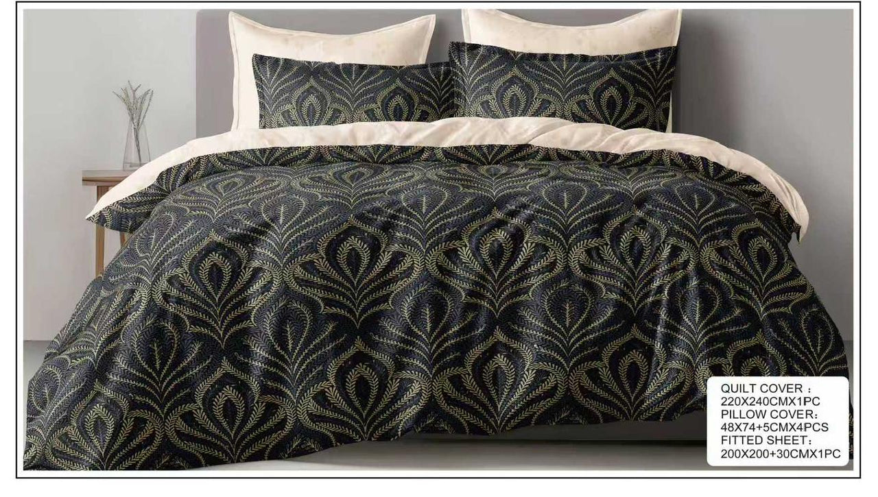 Modern King Size 6-Piece Bedding Set – Printed Quilt Cover, Deep Fitted Sheet & 4 Pillowcases