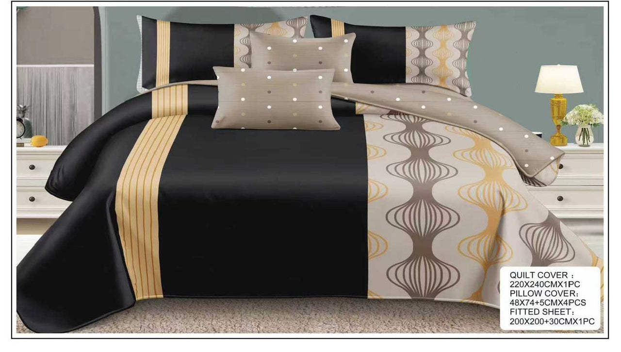 Luxury Printed King Size Quilt Cover Set – 6 Piece Bedding Set with Fitted Sheet & 4 Pillowcases