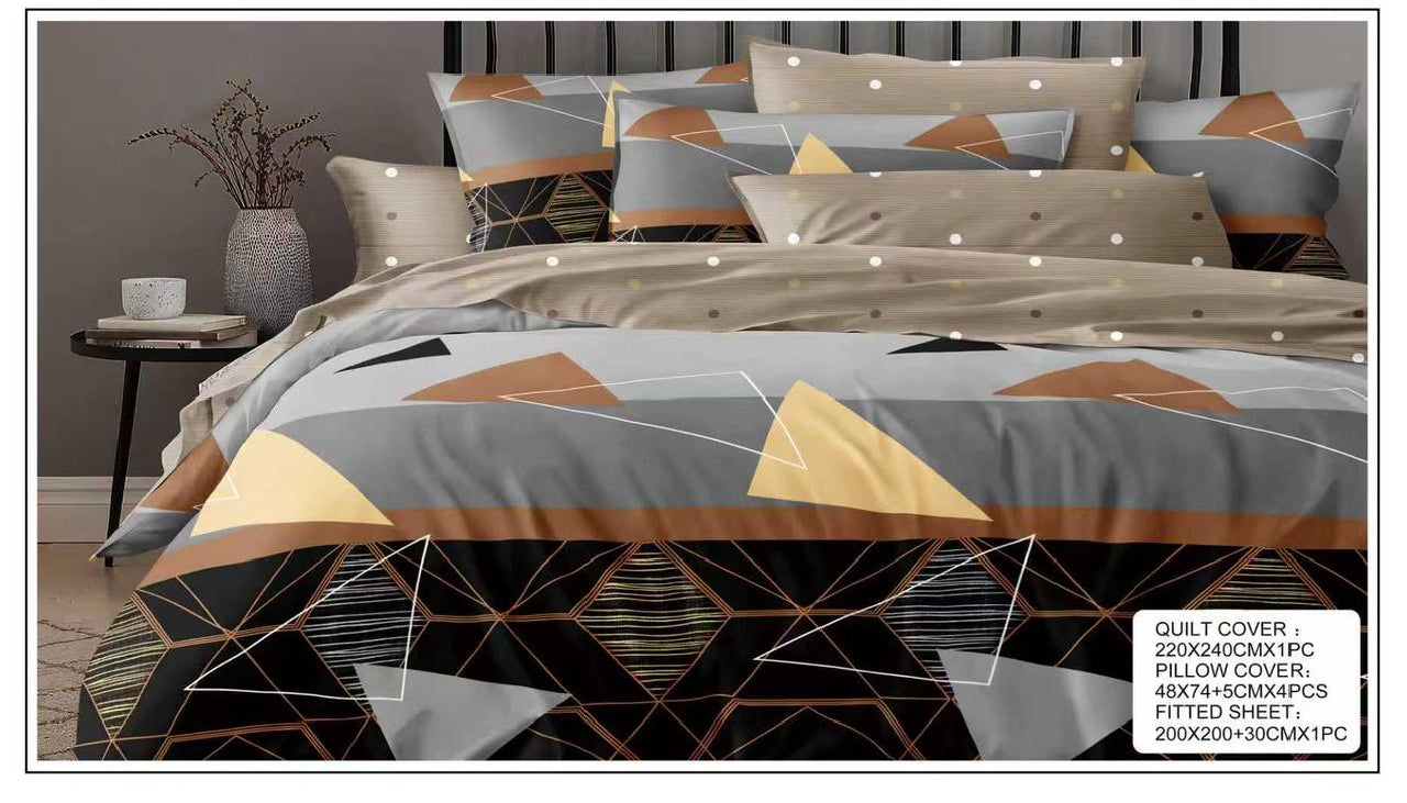 Luxury Printed King Size Quilt Cover Set – 6 Piece Bedding Set with Fitted Sheet & 4 Pillowcases