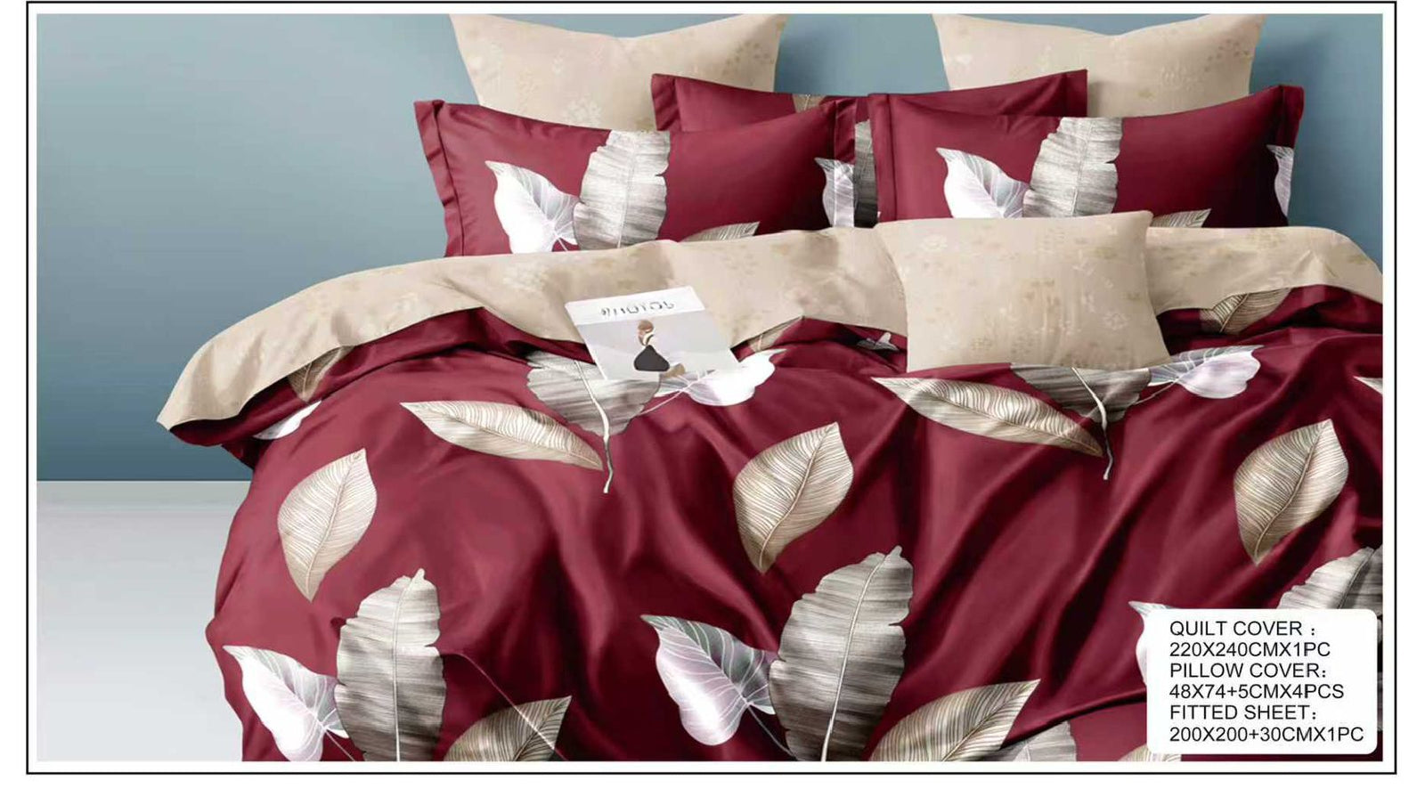 Premium King Size 6PCS Bedding Set – Printed Quilt Cover, Deep Fitted Sheet & 4 Pillowcases