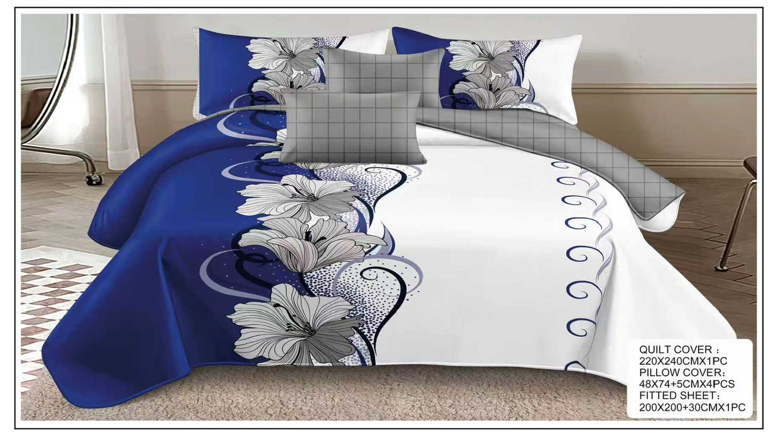 6-Piece King Size Quilt Cover Set. Expertly crafted from premium, breathable, and exceptionally soft fabric, it delivers superior comfort, timeless elegance, and effortless maintenance for year