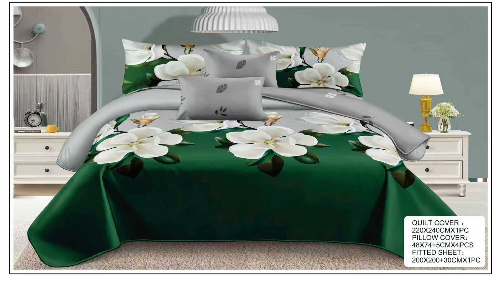 Luxury 6-Piece King Size Quilt Cover Set | 220x240cm Duvet Cover + 200x200+30cm Deep Pocket Fitted Sheet + 4x 50x70+5cm Pillowcases | Soft Premium Bedding Collection