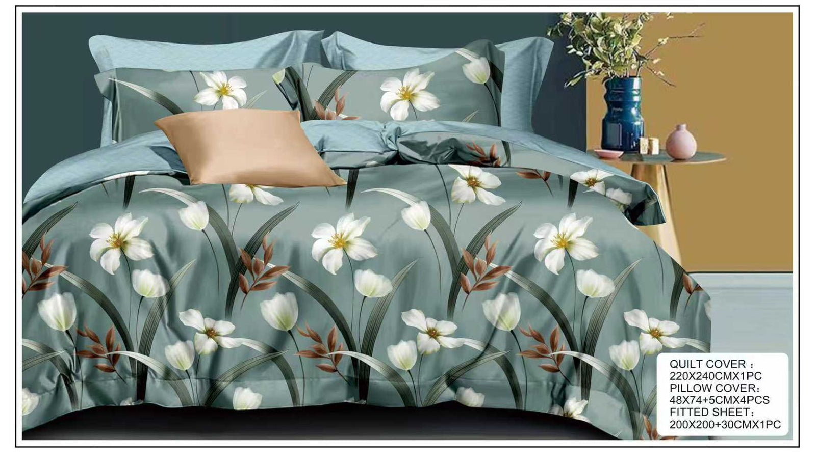 Luxury 6-Piece King Size Quilt Cover Set | 220x240cm Duvet Cover + 200x200+30cm Deep Pocket Fitted Sheet + 4x 50x70+5cm Pillowcases | Soft Premium Bedding Collection