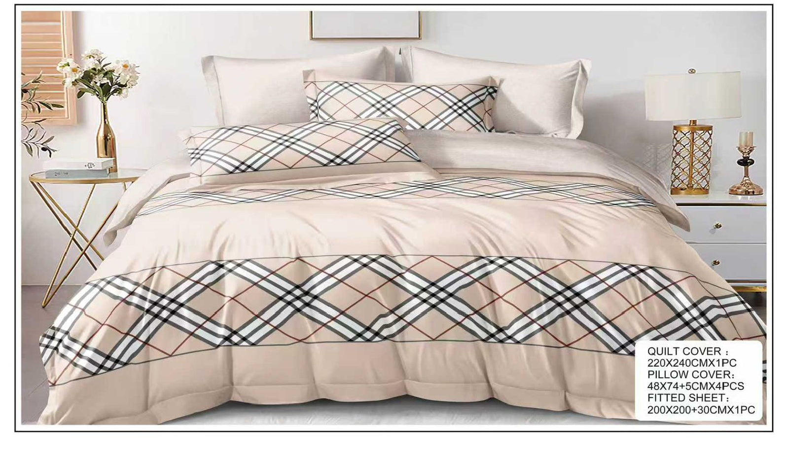 Luxury 6-Piece King Size Quilt Cover Set | 220x240cm Duvet Cover + 200x200+30cm Deep Pocket Fitted Sheet + 4x 50x70+5cm Pillowcases | Soft Premium Bedding Collection