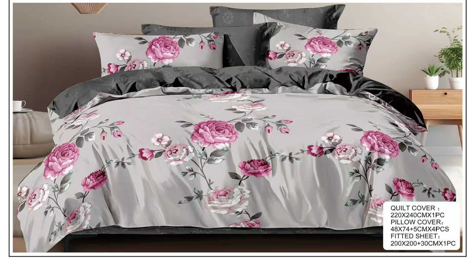 Luxury 6-Piece King Size Quilt Cover Set | 220x240cm Duvet Cover + 200x200+30cm Deep Pocket Fitted Sheet + 4x 50x70+5cm Pillowcases | Soft Premium Bedding Collection