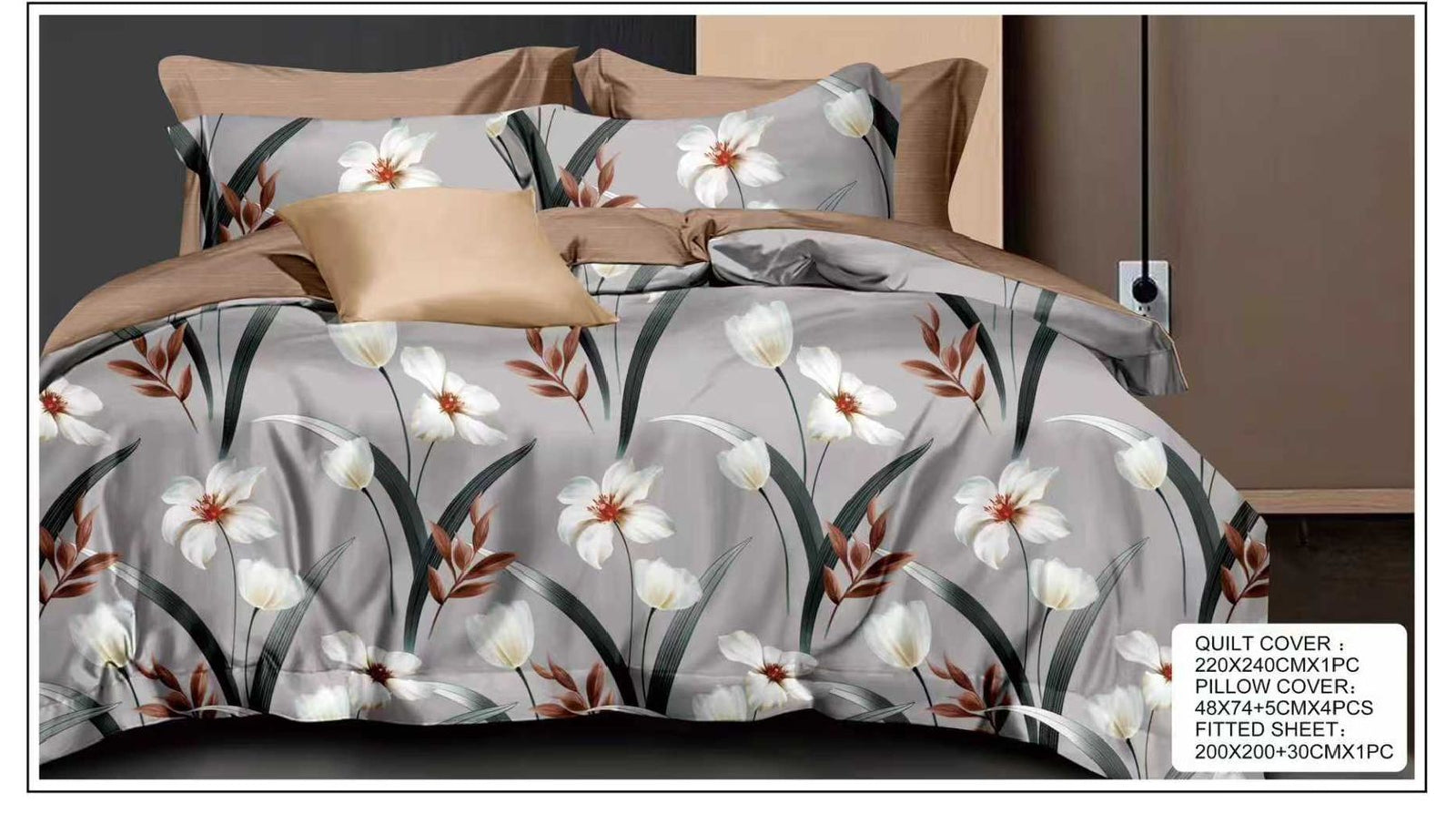 Luxury 6-Piece King Size Quilt Cover Set | 220x240cm Duvet Cover + 200x200+30cm Deep Pocket Fitted Sheet + 4x 50x70+5cm Pillowcases | Soft Premium Bedding Collection