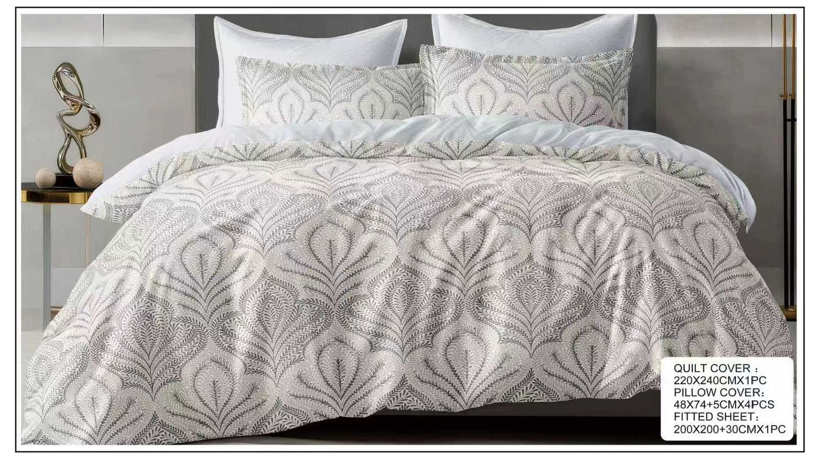 6-Piece King Size Quilt Cover Bedding Set | 1 Quilt Cover 220x240cm + 1 Fitted Sheet 200x200+30cm + 4 Pillowcases 50x70+5cm | Premium Luxury Bedding