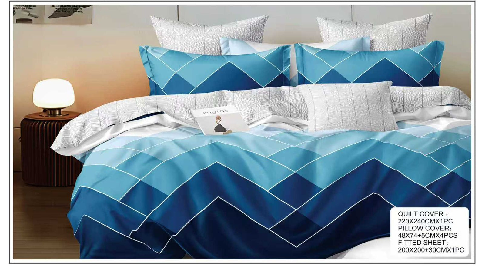 6-Piece King Size Quilt Cover Bedding Set | 1 Quilt Cover 220x240cm + 1 Fitted Sheet 200x200+30cm + 4 Pillowcases 50x70+5cm | Premium Luxury Bedding