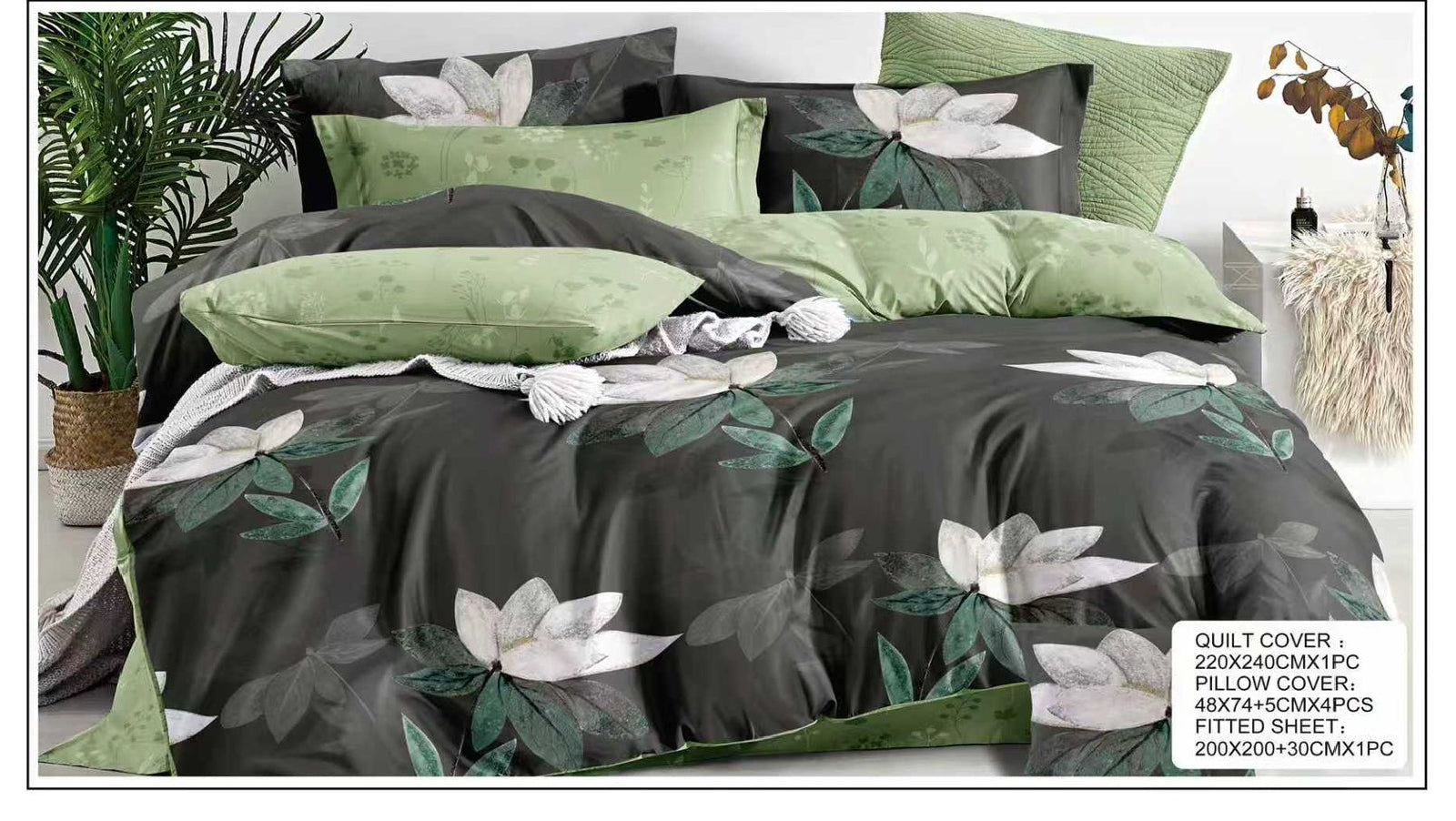 6-Piece King Size Quilt Cover Bedding Set | 1 Quilt Cover 220x240cm + 1 Fitted Sheet 200x200+30cm + 4 Pillowcases 50x70+5cm | Premium Luxury Bedding