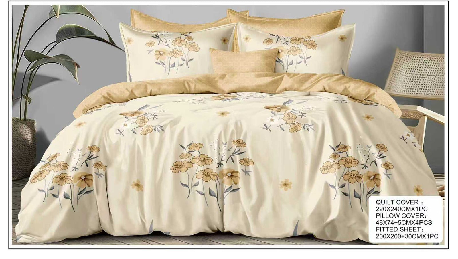 6-Piece King Size Quilt Cover Bedding Set | 1 Quilt Cover 220x240cm + 1 Fitted Sheet 200x200+30cm + 4 Pillowcases 50x70+5cm | Premium Luxury Bedding