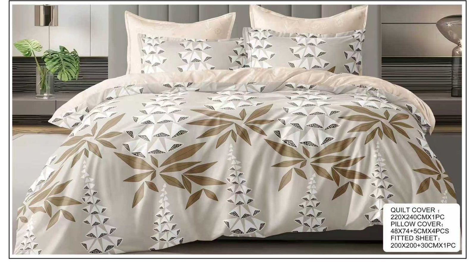 6-Piece King Size Quilt Cover Bedding Set | 1 Quilt Cover 220x240cm + 1 Fitted Sheet 200x200+30cm + 4 Pillowcases 50x70+5cm | Premium Luxury Bedding