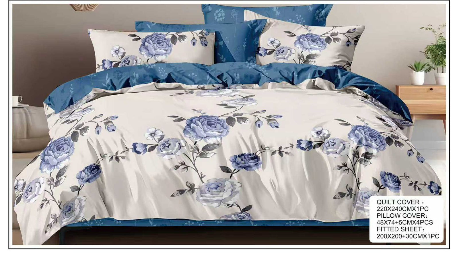 6-Piece King Size Quilt Cover Bedding Set | 1 Quilt Cover 220x240cm + 1 Fitted Sheet 200x200+30cm + 4 Pillowcases 50x70+5cm | Premium Luxury Bedding