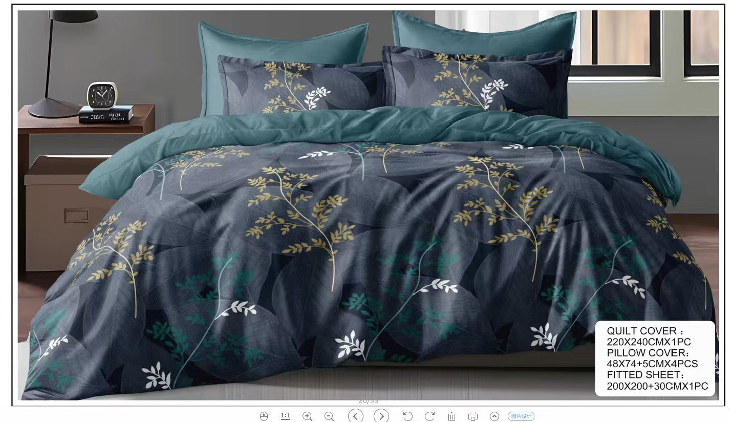 Luxury King Size 6-Piece Bedding Collection – Quilt Cover Set with Fitted Sheet & 4 Pillowcases – Ultimate Comfort & Modern Style (Design 9)