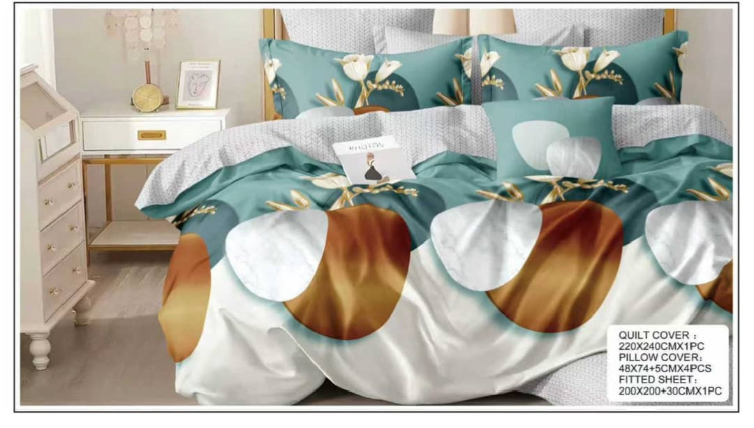 Luxury King Size 6-Piece Bedding Collection – Quilt Cover Set with Fitted Sheet & 4 Pillowcases – Ultimate Comfort & Modern Style (Design 7)