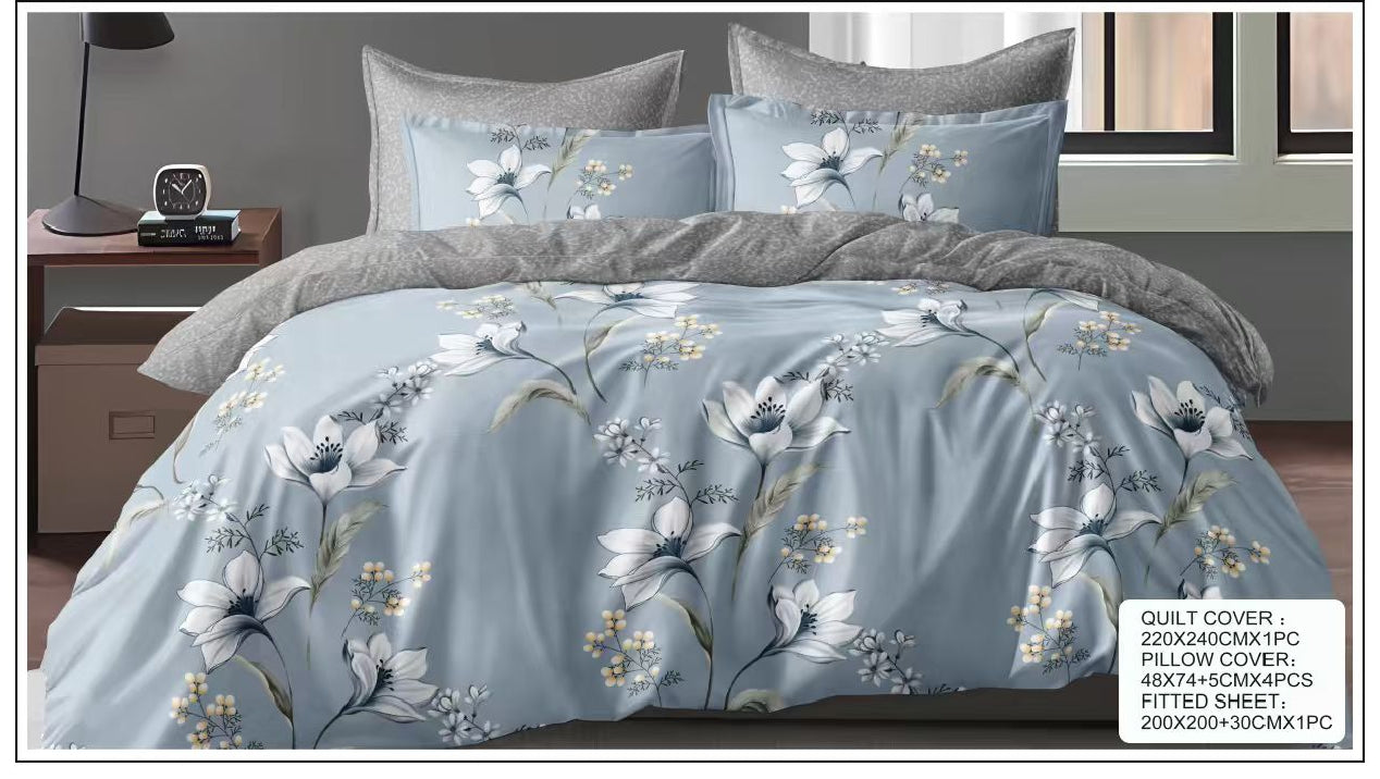 Luxury King Size 6-Piece Bedding Collection – Quilt Cover Set with Fitted Sheet & 4 Pillowcases – Ultimate Comfort & Modern Style (Design 6)