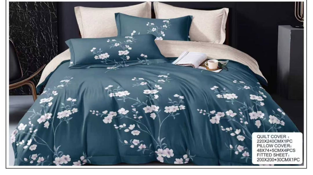 Luxury King Size 6-Piece Bedding Collection – Quilt Cover Set with Fitted Sheet & 4 Pillowcases – Ultimate Comfort & Modern Style (Design 5)
