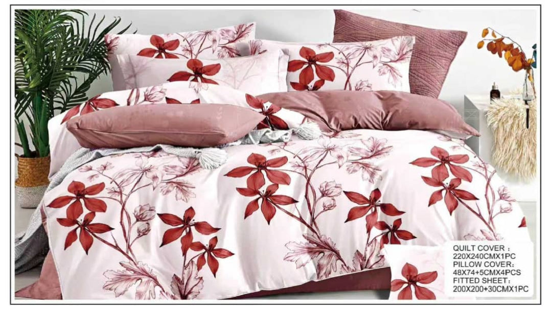 Luxury King Size 6-Piece Bedding Collection – Quilt Cover Set with Fitted Sheet & 4 Pillowcases – Ultimate Comfort & Modern Style (Design 3)