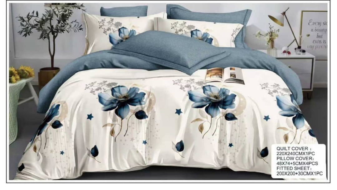 Luxury King Size 6-Piece Bedding Collection – Quilt Cover Set with Fitted Sheet & 4 Pillowcases – Ultimate Comfort & Modern Style (Design 4)