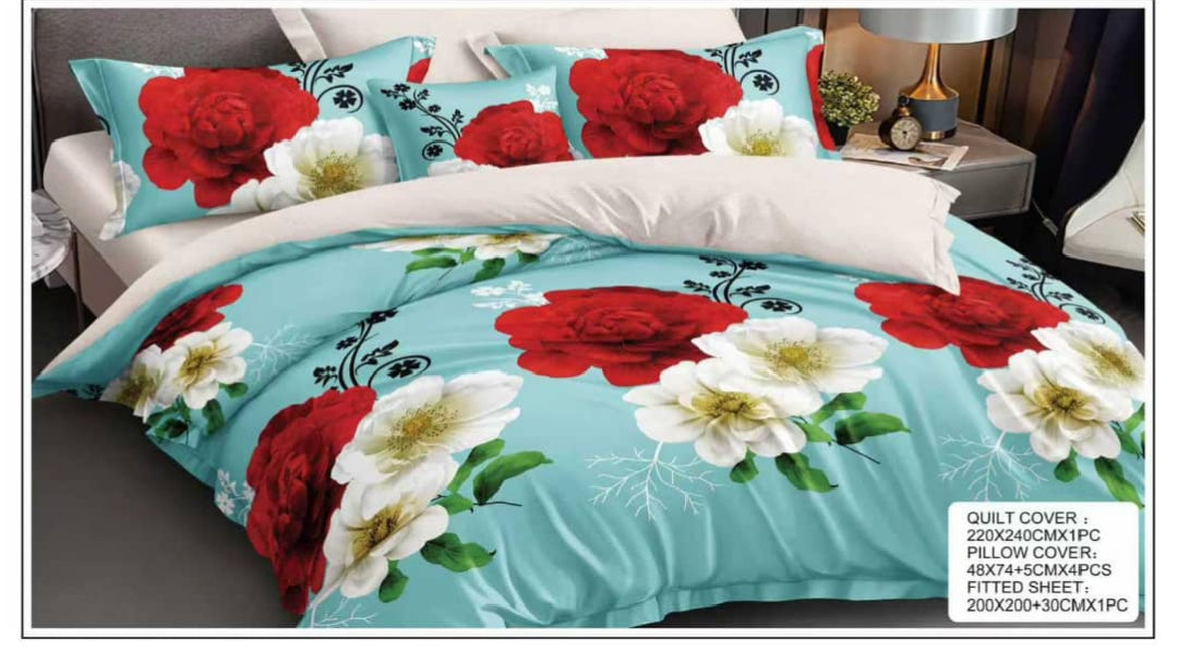 Luxury King Size 6-Piece Bedding Collection – Quilt Cover Set with Fitted Sheet & 4 Pillowcases – Ultimate Comfort & Modern Style (Design 8)
