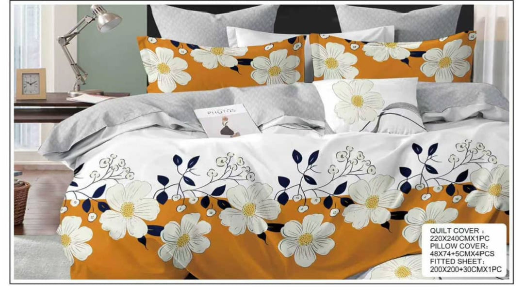 Luxury King Size 6-Piece Bedding Collection – Quilt Cover Set with Fitted Sheet & 4 Pillowcases – Ultimate Comfort & Modern Style (Design 7)