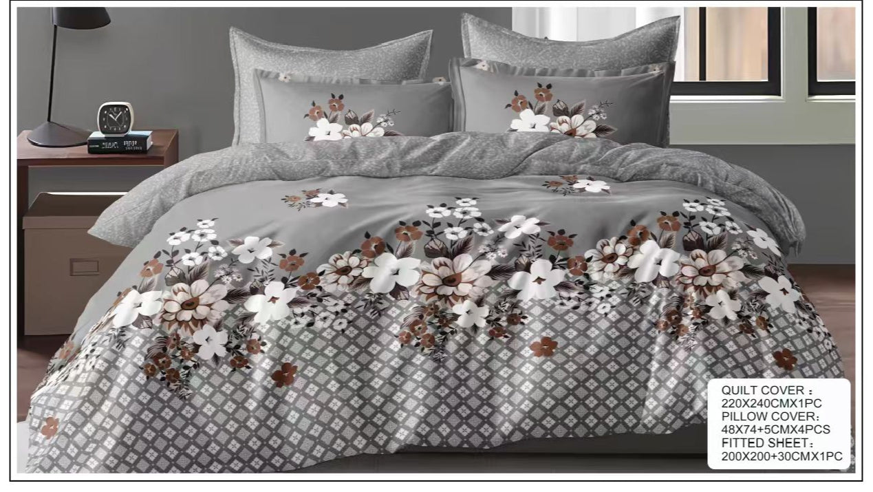Luxury King Size 6-Piece Bedding Collection – Quilt Cover Set with Fitted Sheet & 4 Pillowcases – Ultimate Comfort & Modern Style (Design 9)