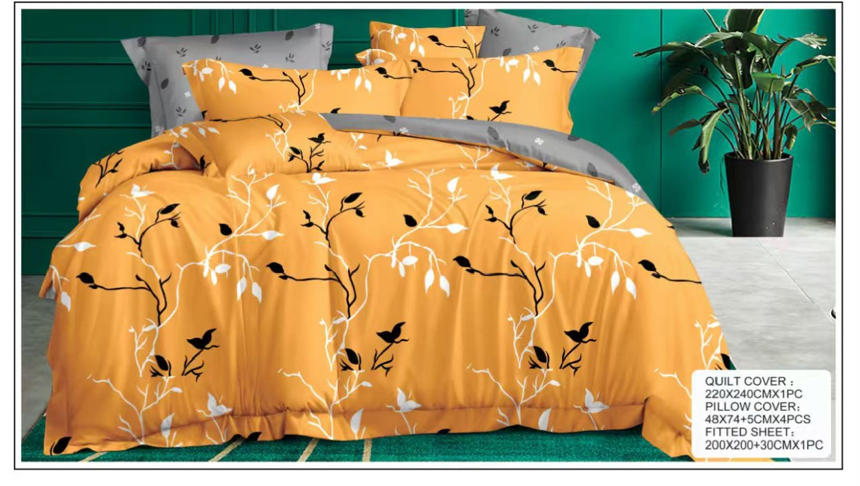 Luxury King Size 6-Piece Bedding Collection – Quilt Cover Set with Fitted Sheet & 4 Pillowcases – Ultimate Comfort & Modern Style (Design 3)