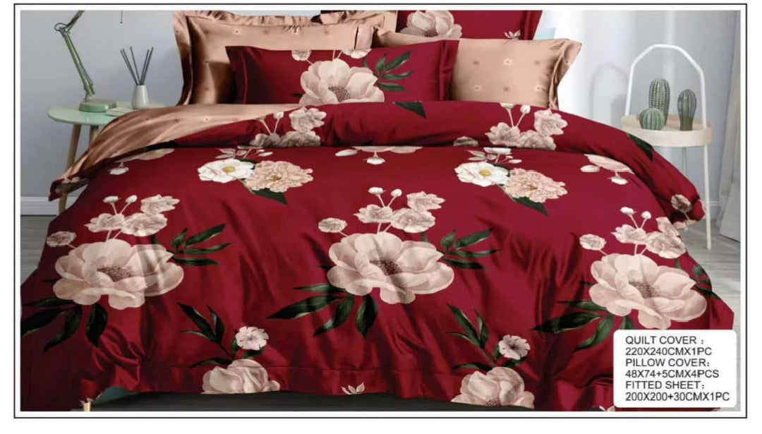 King Size Luxury Bedding Set (6 Pieces) – Quilt Cover 220×240cm, Fitted Sheet 200×200+30cm, 4 Pillowcases – Premium Comfort & Elegant Design (Design 5)