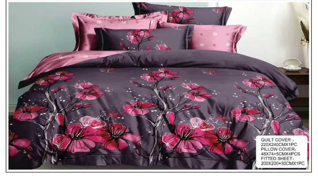 King Size Luxury Bedding Set (6 Pieces) – Quilt Cover 220×240cm, Fitted Sheet 200×200+30cm, 4 Pillowcases – Premium Comfort & Elegant Design