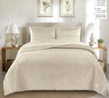 Luxury Cream Velvet Bedspread Set - Premium Quilted Soft Plush Coverlet