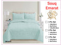 Mint Green Bedspread Set - Premium Quilted Leaf Pattern Coverlet