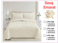 Ivory Cream Bedspread Set - Luxury Quilted Leaf Embossed Coverlet