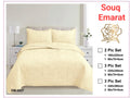Pastel Yellow Bedspread Set - Elegant Quilted Leaf Pattern Coverlet