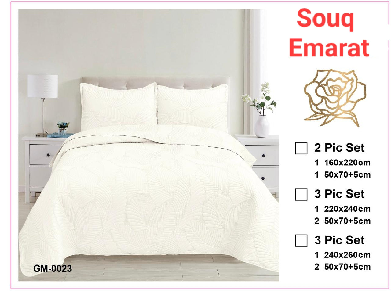 Classic White Bedspread Set - Luxury Quilted Embossed Coverlet