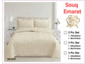 Sand Beige Bedspread Set - Premium Quilted Leaf Pattern Coverlet