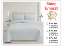 Silver Gray Bedspread Set - Modern Quilted Leaf Embossed Coverlet