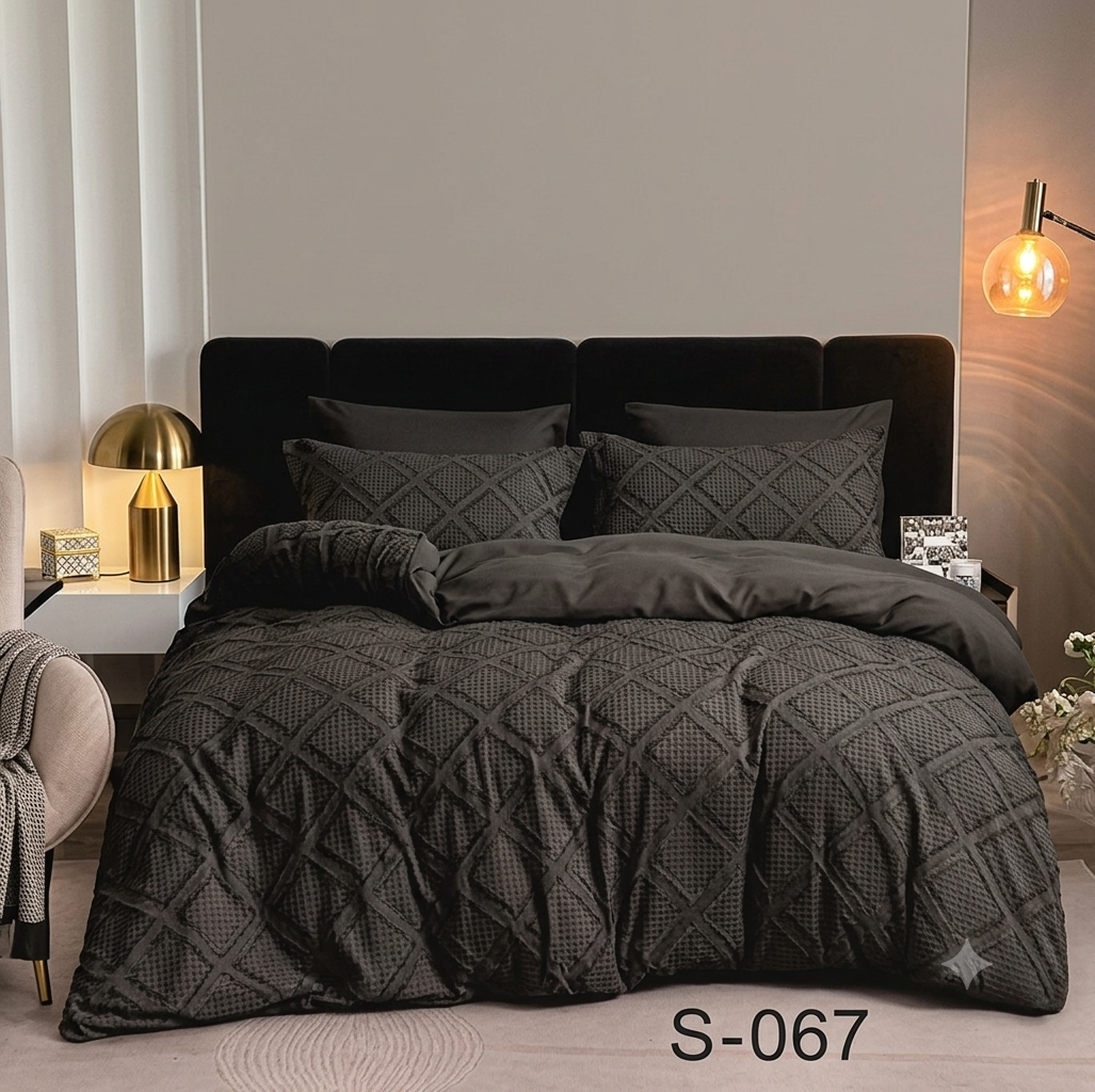Sophisticated Charcoal Grey Textured Bedding Set