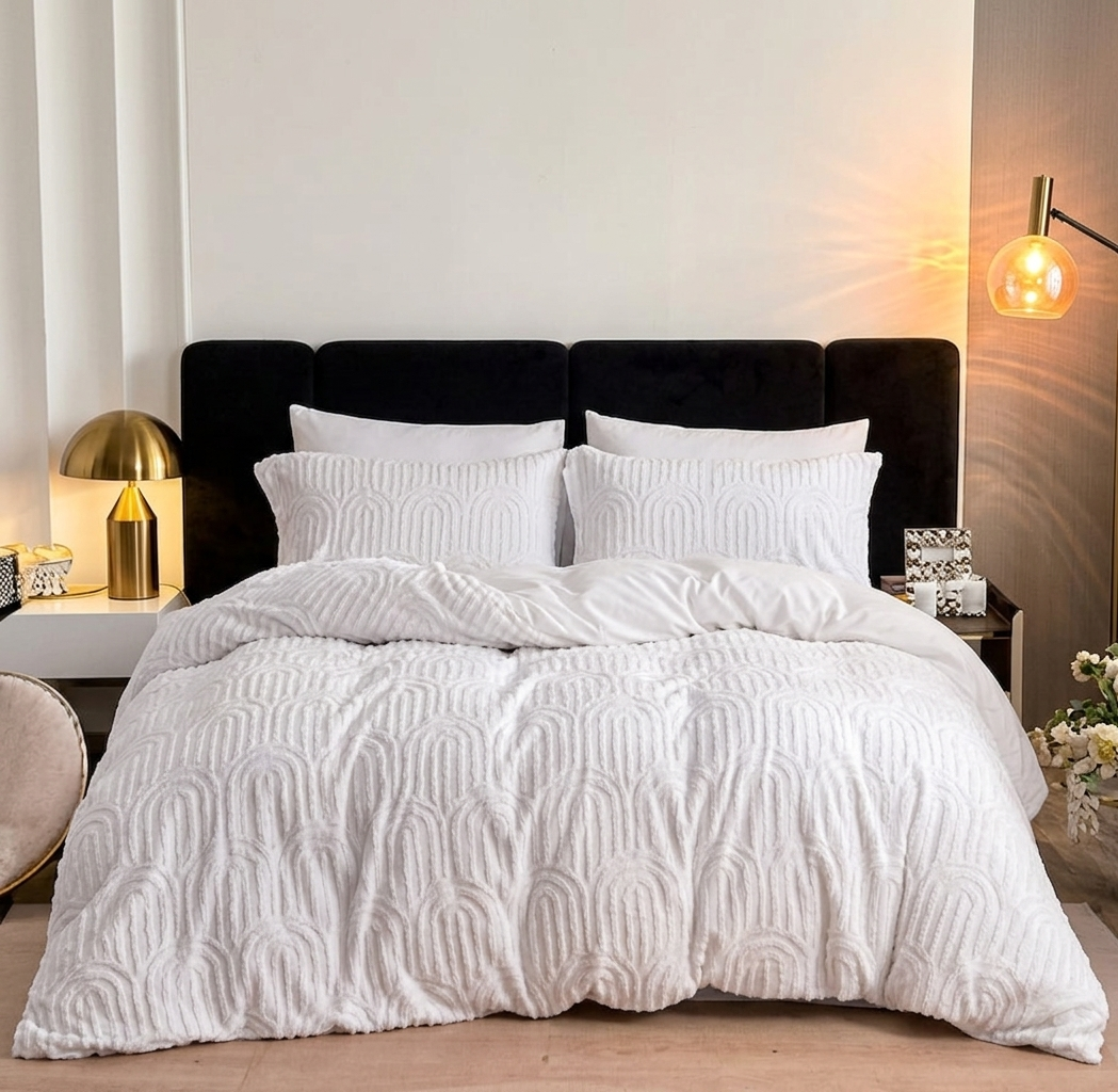 Crisp White Arch Textured 6-Piece Bedding Set