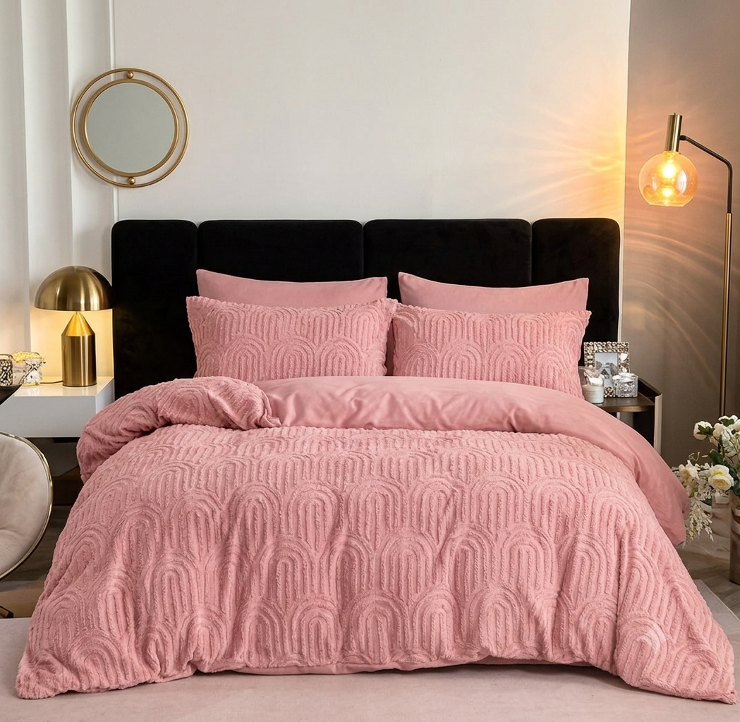 Soft Dusty Pink Arch Patterned 6-Piece Bedding Set
