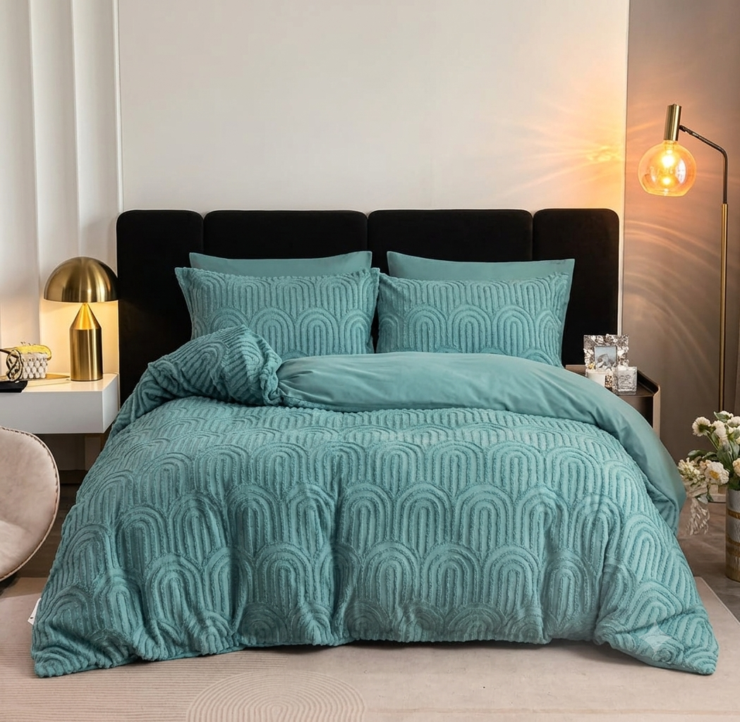 Sage Green Textured Arch 6-Piece Bedding Set
