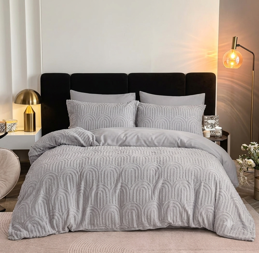 Modern Light Grey Arch Pattern 6-Piece Bedding Set