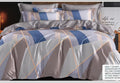 Grey & Blue Geometric Cotton Bedsheet Set – 6 Piece