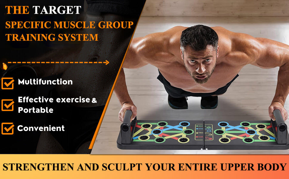 Foldable Pushup Board | Color-Coded Multi-Grip Push Up Board | Portable Home Workout Equipment for Chest, Shoulders, Triceps, Back & Full Upper Body Training