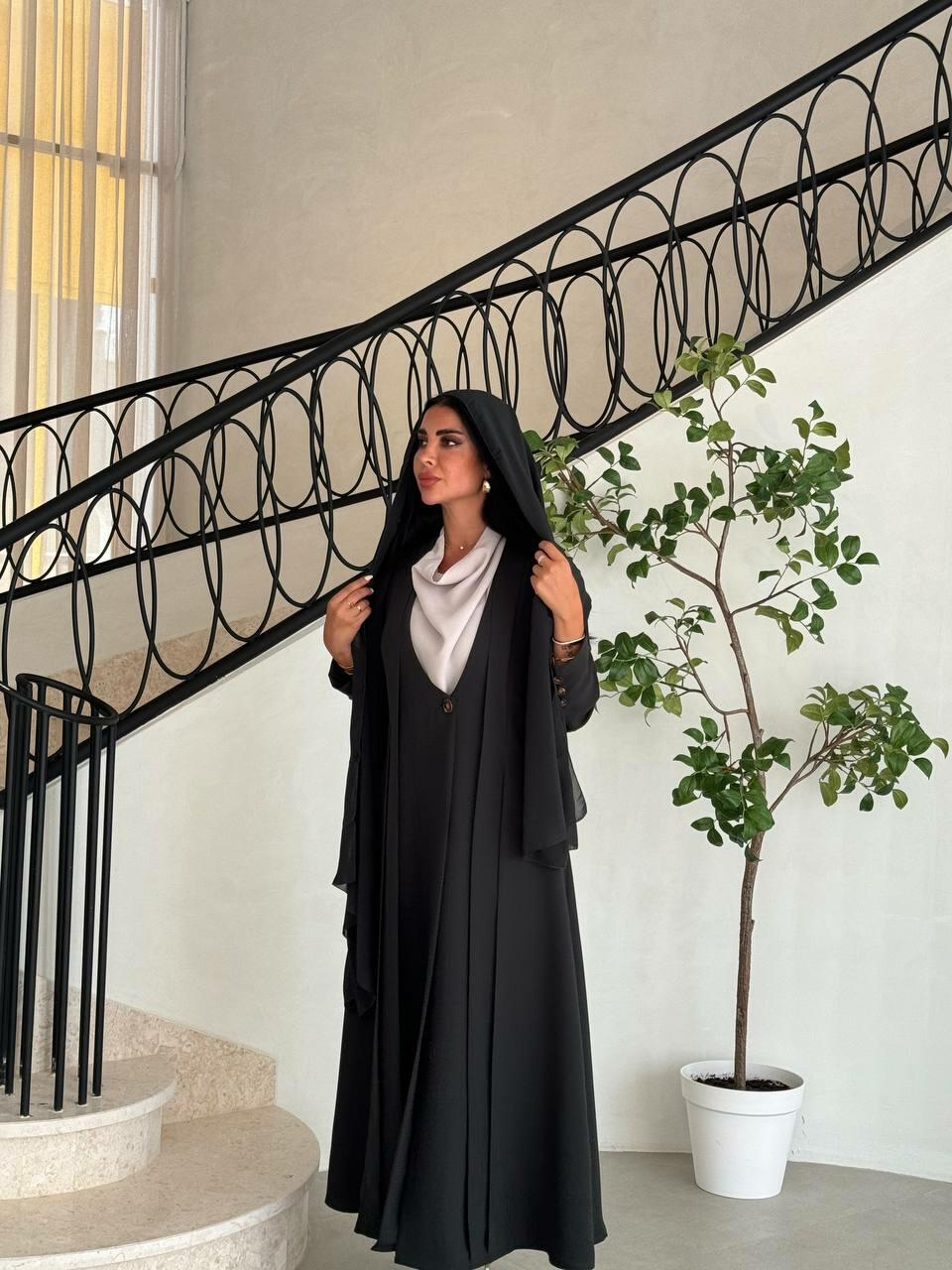 Black crepe blazer abaya